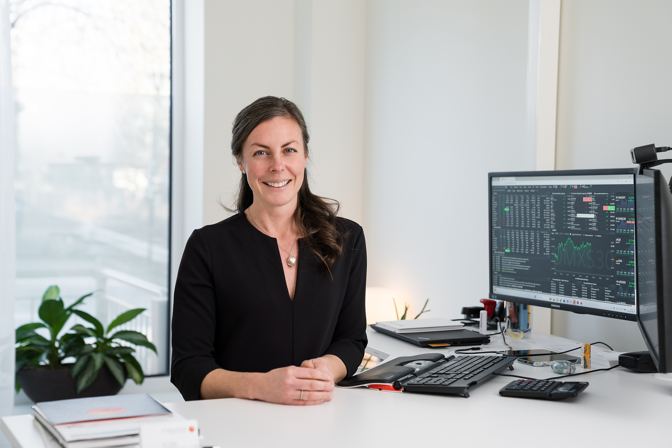 Private Banker Maria Wiggur på sitt kontor i Åtvidaberg.